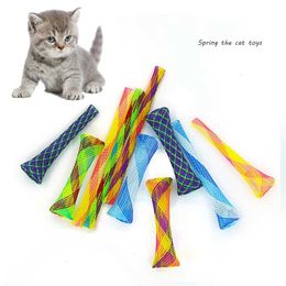 Cat Toys Cat Toys Colourful Spring Tube Cat Grinding Claw Bite Toys Telescopic Elastic Pet Dog Supplies Accessories Interesting Products d240530
