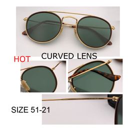 Top Sale Factory Novo Moda Menina Mulheres Mulheres Retro Round Circle Curved Lente Sunglass Brand Design UV400 51mm Sol óculos femininos 221h