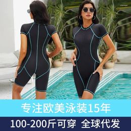 Women's Swimwear Swimsuit Short Sleeve Sun Protection With Zipper Quick-Drying Snorkeling Suit Slimming Surfing Sports One-Piece Fo