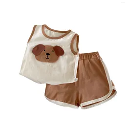 Clothing Sets Infant Baby And Children Cute Cartoon Two Piece Set Summer Girls Boys Dog Printed Vest Shorts Kids' Outdoor Costume