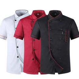 Short Sleeve Restaurant Chef Kitchen Work Uniforms Double Breasted Sushi Bakery Cafe Waiter Catering Service Jackets or Aprons 240530