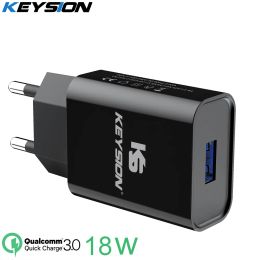 Adapters KEYSION 18W Quick Charge 3.0 Fast Mobile Phone Charger EU Plug Wall USB Adapter for iPhone Samsung Xiaomi Redmi Huawei