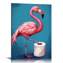 Funny Flamingo Bathroom Wall Art Decor Tin Sign Retro Mediaeval Themed Home Room Rustic Vintage Posters Flamingo Enthusiast Novelty Gifts Decor