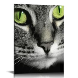 Black and White Wall Art Painting Green Eye Cat Pictures Prints On Canvas Animal The Picture Decor Oil for Home Modern Decoration Print