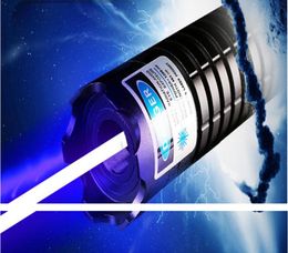 Most Powerful Promotion 50000m Blue laser pointer laser Pen LED Flashlight 450nm Beam 5 Star Caps Adjustable LAZER Hunting1170143