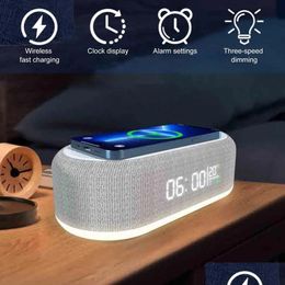 Desk & Table Clocks 4 In 1 Digital Clock Night Light Alarm Wireless Charging Clok For Bedroom Office Led Display Wake-Up Feature 24011 Dhxrt