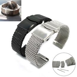 Watch Bands Solid 22mm For Breit-ling Watchband 5 Mesh Stainless Steel Man Strap Flat End Black Silver Quick Release Insurance Buckle 244s