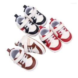First Walkers Infant Baby Boys Sneakers Stripe PU Leather Anti-Slip Soft Sole Prewalker Toddler Walker Shoes
