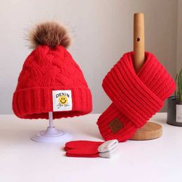 Scarves Wraps Scarves Childrens hat autumn and winter baby hat scarf boys and girls knitted wool hat scarf fashion baby hat winter and kids hat WX5.29