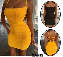 Casual Dresses Summer Sexy Bandage Hollow Out Dress Women Fashion Sleeveless Backless Bodycon Party Club Mini Wrap18266101