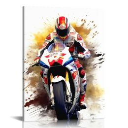 Motorcycle and Racer Poster,Graffiti Motocross Wall Art Prints,Motorcycle Room Decor Art Posters Boys' Bedroom Decoration Sports Posters,Office Decoration Gift