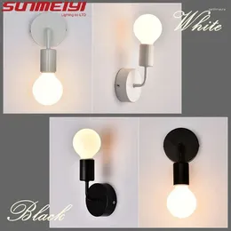 Wall Lamps Modern Minimalist Black And White Iron LED Lamp Nordic E27 Bedroom Bedside Creative Living Room Lighting Corridor