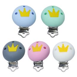Silicone Beads Crown Shape Clips Baby Pacifier Clip Chain Teething Toys Holder DIY Cute Infants Newborn Teether Accessories