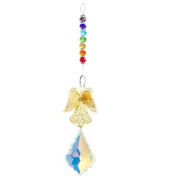 Golden Angel Wings Elves Chakras Rainbow Spacer Beads AB Colour Maple Leaf Glass Crystal Prism Pendant Aurora Sun Catcher Hanging