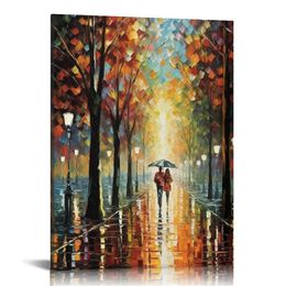 Hand Painted Landscape Canvas Vertical Wall Art,Contemporary Abstract Textured Tree Oil Paintings for Wall Decorations 12x16 inch