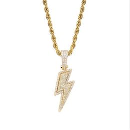 Lced Out Bling Light Pendant Necklace With Rope Chain Copper Material Cubic Zircon Men Hip Hop Jewellery locket necklaces for women 207y