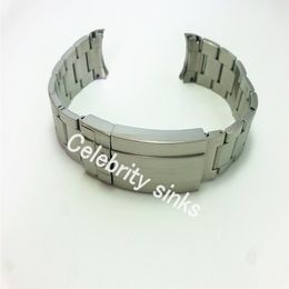 20mm strap high quality solid stainless steel watch band curved end adjustable deployment clasp buckle for rolex watch bracelet 256w