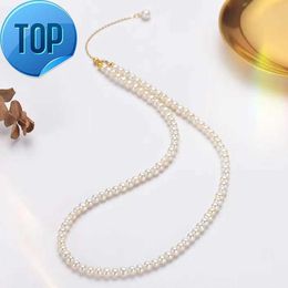 18k gold natural freshwater pearl neckchain 925 silver 34mm bead necklace womens collar chain accessories