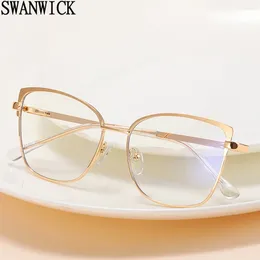 Sunglasses Swanwick Fashion Glasses Anti Blue Light Women Metal Square Frames Optical Female Black Pink Clear Lens Drop