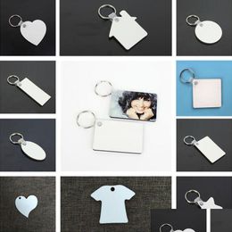 Party Favor 11 Styles Sublimation Blank Diy Keychains Sundries Mdf Wooden Key Pendants Thermal Transfer Double-Sided Keyring White G Dh7Ya