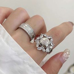 Viviannes Westwoods Style Ring Saturn Full Diamond Zircon Inlaid Open Ring Womens Planet Light Luxury Trendy High Grade Elegance and Exquisite Layered Food