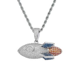 Rocket Uzi sterling plate pendant colorful zircon cool fashion hip-hop women men necklaces 297r