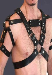Nxy Bondage Bdsm Sex Men Fashion Pu Leather Harness Body Belt Adjustable Chest Suspender Male Exotic Gothic Punk Halloween Costume3436563
