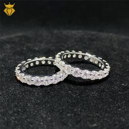 VVS Moissanite Diamond Eternity Ring Excellent Cut Round Moissanite Gemstone Engagement Wedding Ring S925 Cuban Ring