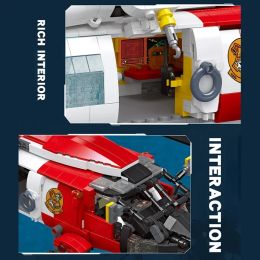 61048 1408Pcs Bricks Eagle Rescue Helicopter Building Blocks/Technical Designer Plastic Model Building Blocks/Toys For Boys Kids
