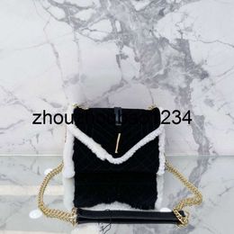 Ysvl Bag handbags Envelope Messenger ysla Bag Women Chain Bags Purse Lamb Hair Thread Hardware Letter Buckle Flap Crossbody Handbag Internal Zipper High TZEV