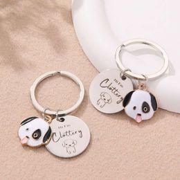 Lovely Spotted Customise Pet Name And Your Number On Steel Plate Keychain For Friends Good Gift Handmade Dog Collar Decoration