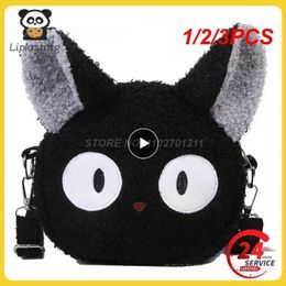Plush Backpacks 1/2/3 black cat corgi stuffed plush cartoon animal Kawaii bag Japanese style shoulder cross body small mobile phone bag for children S245304
