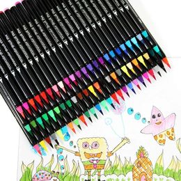 12-72 Colors Watercolor Brush Pens Art Marker Pen Drawing Coloring Books Manga Calligraphy Lettering School Supplies Stationery