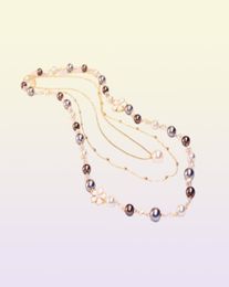 Luxury Korean Designer multilayer Necklace Pendant Pearl Chain Necklace f288B9756823