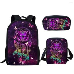 School Bags Belidome Print 3Set Dreamcather Butterfly Bookbag For Teen Girls Casual Backpack Kids Schoolbag Mochila Escolar
