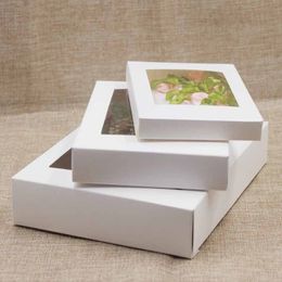 10pcs DIY Paper Box with Window Paper Gift Box Cake Packaging for Wedding Home Party Muffin Packaging