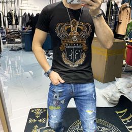 New Mens T-Shirts Designer Diamond Short Sleeve T-shirt Male Trend Fashion Handsome Top Large Casual Shirt Cotton Tees Mens Clothing