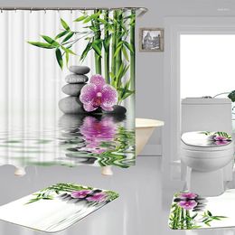 Shower Curtains Fresh And Natural Air HD Digital Printing Waterproof Curtain Durable Bathroom Bath Mat Toilet Set