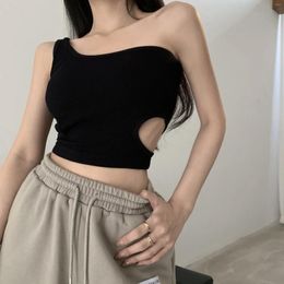 Women's Tanks Fashion Sexy Hollow Design Tank Top Summer Slim Undershirt Inside With Chest Pads Outside Wear Tops Camisole