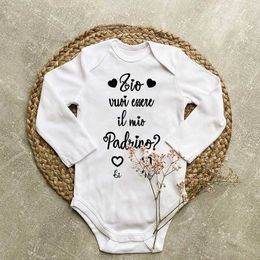 Rompers Uncle You Want To Be My Godfather Baby Bodysuit Long Sleeve Infant Romper Letter Print Jumpsuit Baby Winter Warm Clothing Y240530N4IJ