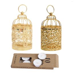 Candle Holders Birdcage Holder Vintage Wrought Iron Centerpiece Bird Cage Retro Candlestick Lantern Home Decor