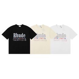 Trendy brand Rhude Yacht Club flag print casual unisex round neck short sleeved T-shirt