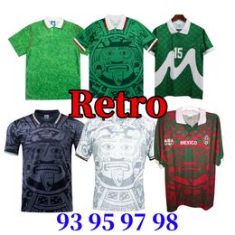 1998 Retro Edition Mexico Soccer Jersey Long Sleeve vintage 1993 1995 1997 Retro Shirt BLANCO Hernandez Classic football uniforms