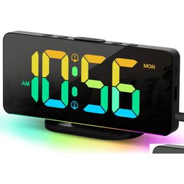 Floor Clocks Alarm Clock For Bedroom With 10 Colour Night Light Dimmer Dual Easy To Set Desk Drop Delivery Home Garden Decor Otqrc