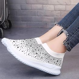 Fitness Shoes Sneakers Women 2024 Rivet Round Toe Light Comfortable Breathable Casual Socks Plus Size