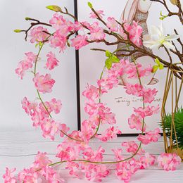 186cm Artificial Flowers Cherry Blossom Wisteria Garland Hanging Vine Silk Sakura or Wedding Garden Arch Wall Home Party Decor