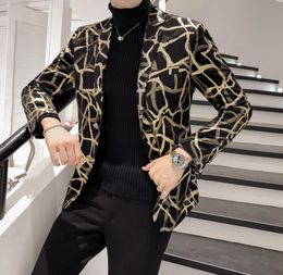 2020 New Blazer Männer Korean Slim Fit Print Herren Blazer Jacke Langarm Casual Hairstylist Anzug Jacke Blazer Maskulino 2011936646