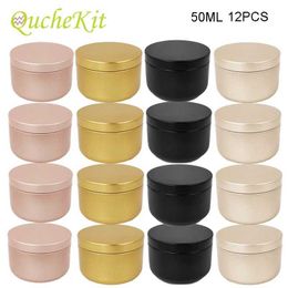 Storage Boxes Bins 12 round candle tea cans with lids Aluminium travel tin candle storage container tea can empty cream cosmetic container S245304
