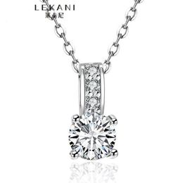 100% Pure 925 Sterling Silver Pendant Necklace 1 5 Ct SONA CZ Diamond Engagement Necklace Solid Silver Wedding Necklaces for Women 201L