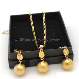 Earrings & Necklace 18 K Stamp Gold G/F Circle Pendant And Party Gift Jewellery Set Figaro Chain Link 600X M Drop Delivery Jewelry Se Dh5Lp